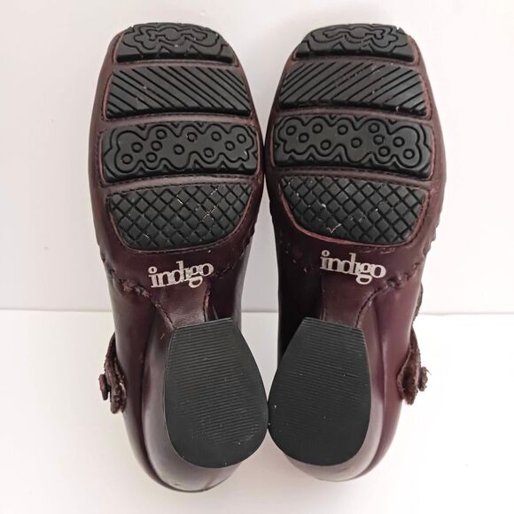 Indigo by Clarks Mary Jane Brown Leather Square Toe Curved Heel Sz 8.5 - Picture 9 of 9